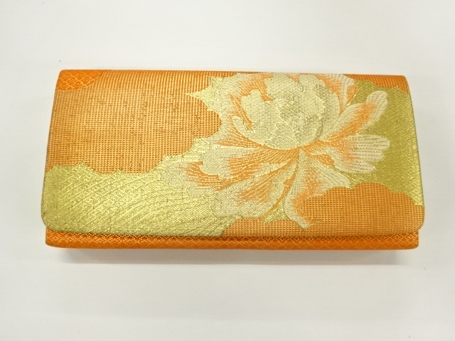 アンティーク　花模様織出し和装バッグ